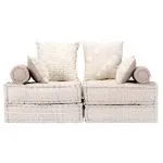 Canapea puf modulară cu 2 locuri, bej, material textil