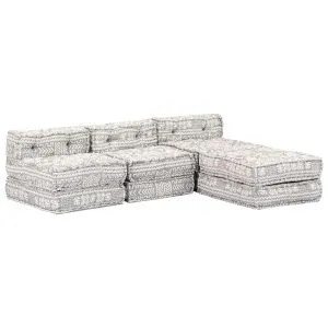 Canapea puf modulară cu 3 locuri, gri deschis, material textil