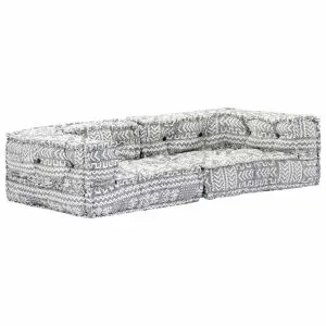 Canapea puf modulară cu 2 locuri, gri deschis, material textil