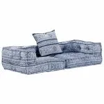 Canapea puf modulară cu 2 locuri, indigo, material textil