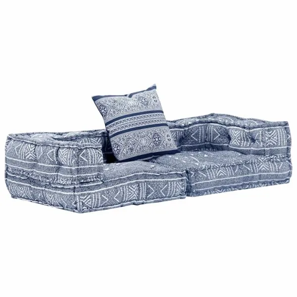 Canapea puf modulară cu 2 locuri, indigo, material textil