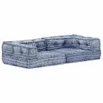 Canapea puf modulară cu 2 locuri, indigo, material textil
