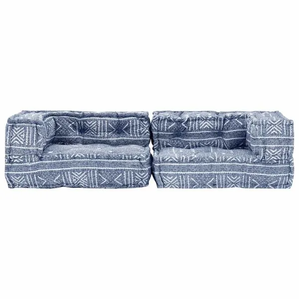 Canapea puf modulară cu 2 locuri, indigo, material textil