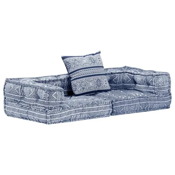 Canapea puf modulară cu 2 locuri, indigo, material textil