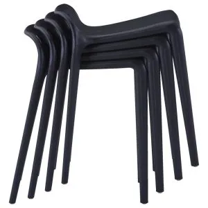 Scaune stivuibile 4 buc., negru, plastic