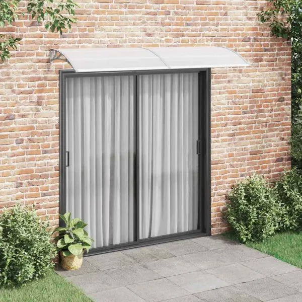 Copertină de ușă, gri și transparent, 240 x 75 cm, PC