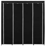 Șifonier cu 4 compartimente, negru, 175 x 45 x 170 cm