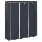 Dulap cu bare și compartimente, negru, 150x45x175 cm