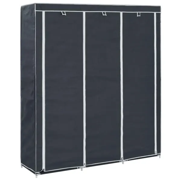 Dulap cu bare și compartimente, negru, 150x45x175 cm