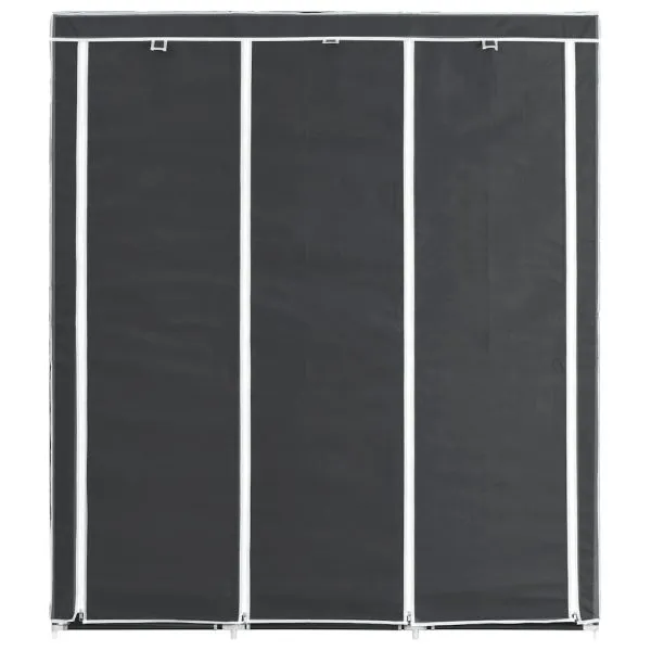 Dulap cu bare și compartimente, negru, 150x45x175 cm
