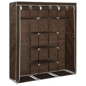Dulap cu bare și compartimente, maro, 150x45x175 cm, textil