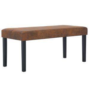 Bancă, maro, 106 cm, piele întoarsă ecologică