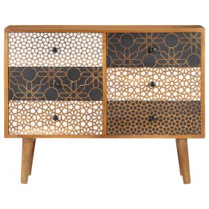 Servantă cu model imprimat, 90x30x70 cm, lemn masiv de mango
