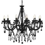 Candelabru cu mărgele, negru, 12 becuri x E14