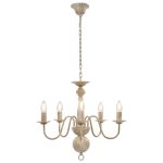 Candelabru antichizat, alb, becuri E14 x 5
