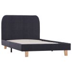 Cadru de pat, gri închis, 90 x 200 cm, material textil