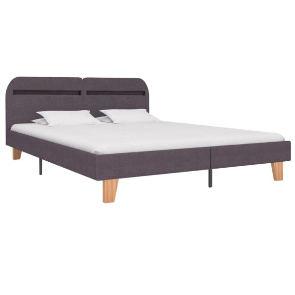 Cadru de pat cu LED-uri, gri taupe, 160x200cm, material textil