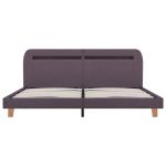 Cadru de pat cu LED-uri, gri taupe, 160x200cm, material textil