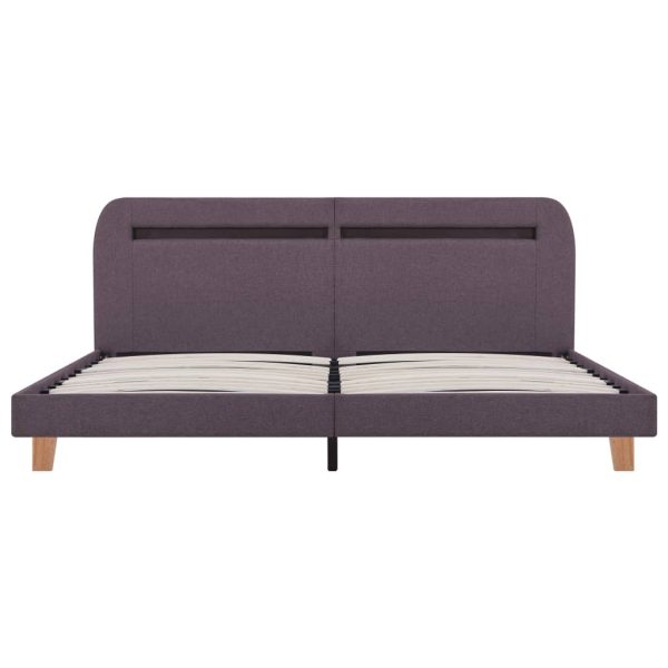 Cadru de pat cu LED-uri, gri taupe, 160x200cm, material textil