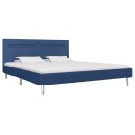 Cadru de pat cu LED-uri, albastru, 180×200 cm, material textil