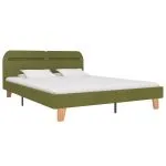 Cadru de pat cu LED fără saltea țesătură verde 150×200 cm