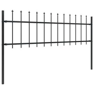 Gard de grădină cu vârf ascuțit, negru, 1,8 m, oțel