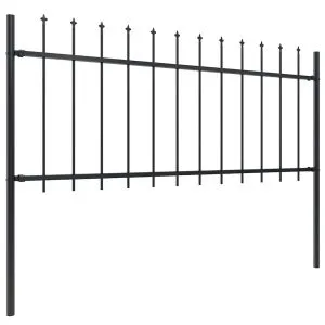 Gard de grădină cu vârf ascuțit, negru, 1,8 m, oțel