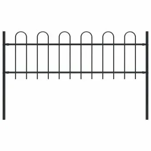 Gard de grădină cu vârf curbat, negru, 1,8 m, oțel