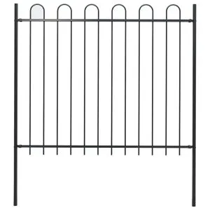 Gard de grădină cu vârf curbat, negru, 1,8 m, oțel