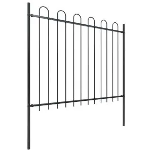 Gard de grădină cu vârf curbat, negru, 1,8 m, oțel