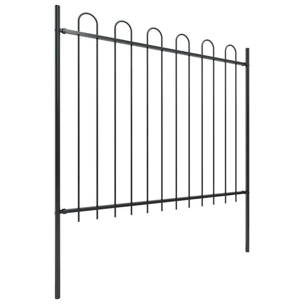 Gard de grădină cu vârf curbat, negru, 1,8 m, oțel
