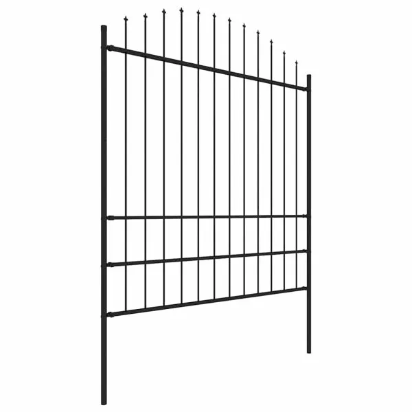 Gard de grădină cu vârf ascuțit, negru, 1,7 m, oțel