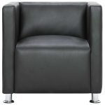 Fotoliu cubic, gri, piele ecologică