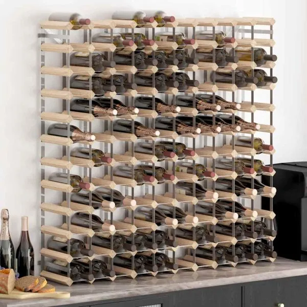 Suport sticle de vin pentru 120 sticle, lemn masiv de pin