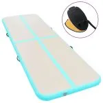 Saltea gimnastică gonflabilă cu pompă verde 500x100x10cm PVC