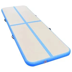 Saltea gimnastică gonflabilă cu pompă albastru 700x100x10cm PVC