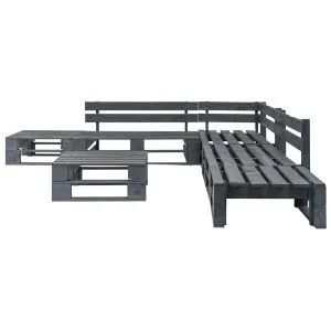 Set mobilier de grădină din paleți, 6 piese, gri, lemn