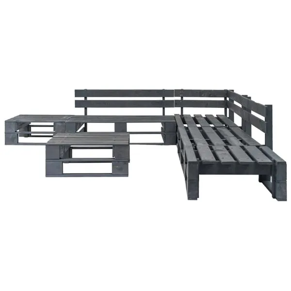 Set mobilier de grădină din paleți, 6 piese, gri, lemn