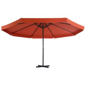 Umbrelă de soare de grădină, bază portabilă, cărămiziu