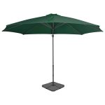 Umbrelă de soare de grădină, bază portabilă, verde