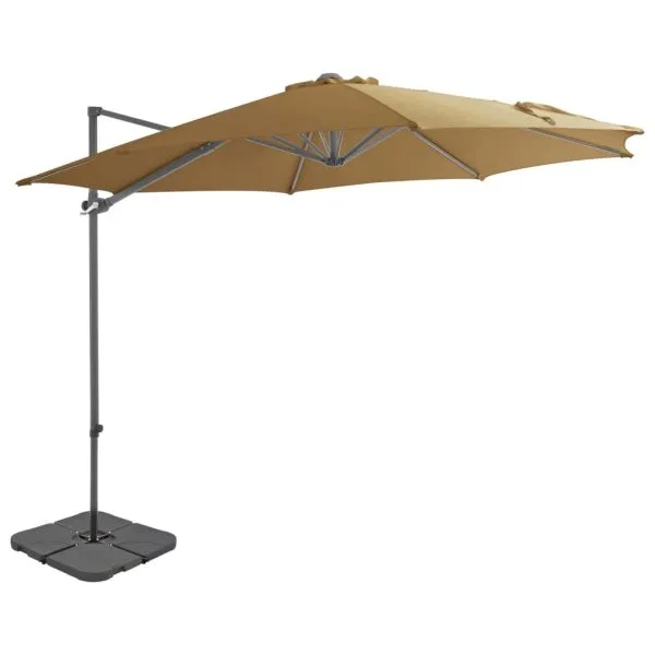 Umbrelă de soare de grădină, bază portabilă, taupe