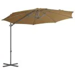 Umbrelă de soare de grădină, bază portabilă, taupe