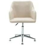 Scaun de sufragerie pivotant, crem, material textil