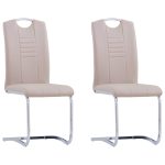 Scaune de bucătărie cantilever 2 buc. cappuccino piele eco