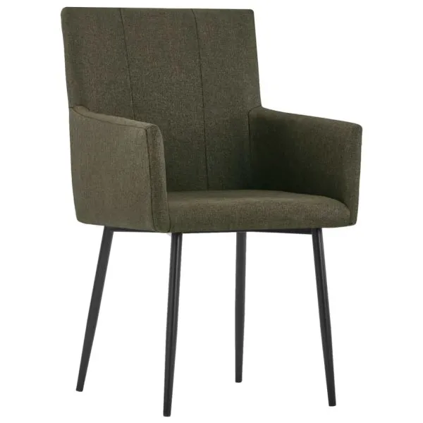 Scaune de bucătărie cu cotiere, 2 buc, maro, textil