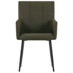 Scaune de bucătărie cu cotiere, 2 buc, maro, textil