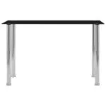 Masă de bucătărie, negru, 120 x 60 x 75 cm, sticlă securizată