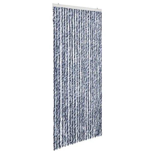 Perdea de insecte, albastru, alb, argintiu, 90×220 cm, Chenille