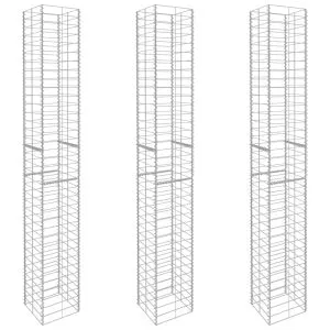 Coșuri gabion, 3 buc., 25 x 25 x 197 cm, oțel galvanizat