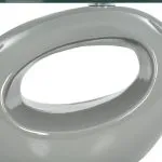 Măsuță de cafea cu blat de sticlă oval, gri lucios